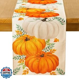 DOLOPL Herbst Tischläufer 13x90 cm - Erntedank Tischläufer mit Kürbis  - Bild 1 von 5