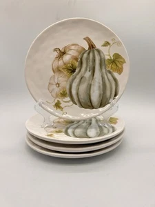 "4 platos de ensalada Pier 1 Imports Autumn Bliss 8 1/2"" loza calabaza calabaza" - Imagen 1 de 9