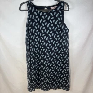 PHILOSOPHY A-Linien Kleid Gr. M gefüttert schwarz/türkis Federmuster hinten offen 5826 gebraucht, in einwandfreiem Zustand - Bild 1 von 9