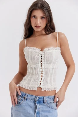 HOUSE OF CB 'Lula' Ivory Sequin Pleat Corset/Size S-US 4-6/CA2840 - Image 1 of 4