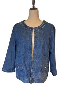 Hearts of Palm Damen Größe 16 Blau Jeans Denim Strass/Pailletten Rundkragen - Bild 1 von 4