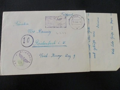 Feldpost 1944 Feldpostnr 38045 Köln n Reichenbach Sonderstempel Jugend aufs Meer - Bild 1 von 3