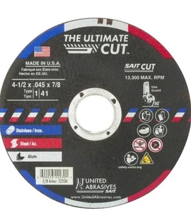 Lot Of 9 United Abrasives 22230 4-1/2x.045x7/8 Ultimate Cut Premium Performance - Picture 1 of 2