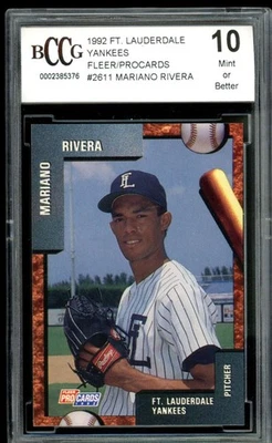 1992 Fleer/Procards #2611 Mariano Rivera Rookie Card BGS BCCG 10 Mint+ - Image 1 of 2