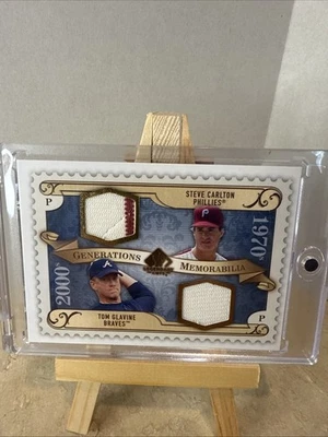 2009 STEVE CARLTON/TOM GLAVINE UPPER DECK SP LEG.CUTS GU JERSEY PHILLIES/BRAVES - Image 1 of 4