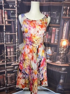Betsey Johnson Size 2 Watercolor Fit And Flare Dress - Picture 1 of 8