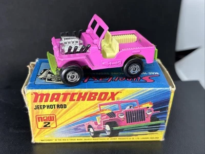 Vintage 1971 Matchbox Lesney Superfast No 2 Pink Jeep Hot Rod with Box - Image 1 of 4