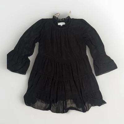 Mini Vestido EMMA & MICHELE Negro Volantes En Niveles Manga Larga Pequeño Boho Chic Foto 1 de 4