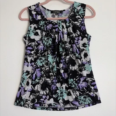 Blusa Top Para Mujer Le Suit Separates Talla XS Sin Mangas Floral Negra, Multicolor Foto 1 de 4