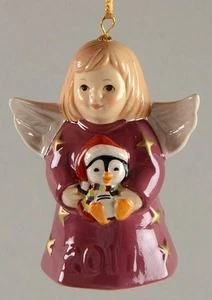 Goebel Angel Bell Ornament Angel With Penguin-Mauve - With Box 42d 11186443 - Picture 1 of 1