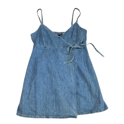 Mini Vestido Vintage Años 90 Deadstock Limitado Jean Denim Envolvente Talla Grande Foto 1 de 4