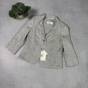 Max Mara Linen Blazer Women Size IT 44 US 10 Grey - Picture 1 of 24