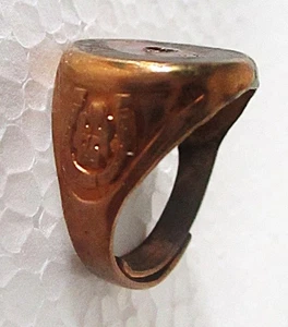 UNKNOWN WESTERN COWBOY? RADIO? PREMIUM RING, COPPER, MISSING CENTRAL ELEMENT - Picture 1 of 5