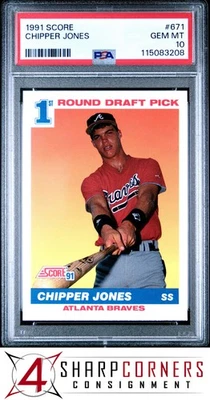 1991 SCORE #671 CHIPPER JONES RC BRAVES HOF PSA 10 - Image 1 of 2