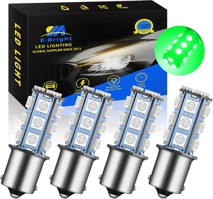 Everbright 1156 BA15S Green LED Bulbs for RV Car Lights, Pack of 4 - Picture 1 of 12