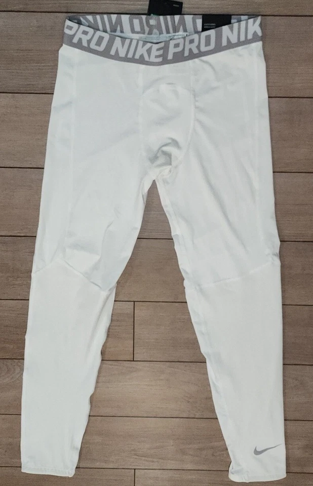 New Nike Boys Pro Dri-Fit Training Tights BV3516-100 WHITE XL.  MSRP 30.00 - Image 1 of 4
