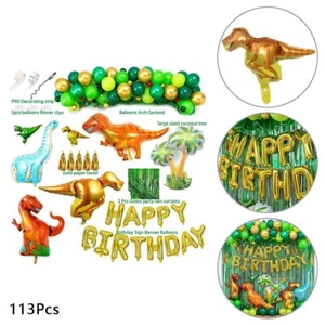 113Pcs Dinosaur Foil Balloons Birthday Party Decoration Arch Garland Curtain Set - Picture 1 of 9