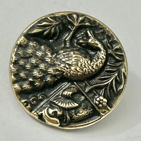Small Antique/Vtg  Peacock Picture Button $2606 Cover