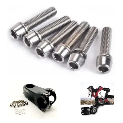 BIKE HANDLEBAR STEM BOLTS WATER BOTTLE M5 5MM 20MM HEADSET SILVER MTB ROAD SCREW - Image 1 of 4