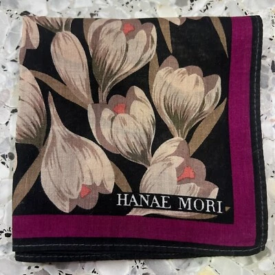 ХУДОЖЕСТВЕННЫЙ ВИНТАЖНЫЙ ЯПОНСКИЙ БЕЖЕВЫЙ ЧЕРНЫЙ ФЛОРИСТИЧЕСКИЙ ЖЕНСКИЙ КАРМАННЫЙ КВАДРАТНЫЙ ХЛОПОК 16 ДЮЙМОВ #W158 - Изображение 1 из 3