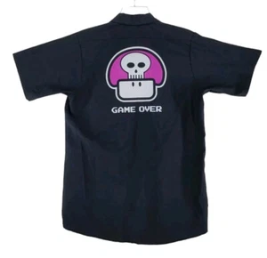 Vtg Nintendo Work Shirt Men M Game Over 2003 Black Button Up SS Red Kap Tag RARE - Picture 1 of 10