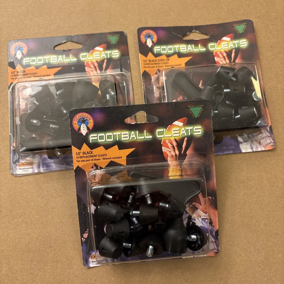 Penguin 1/2" Inch Replacement Football Cleat Black w/ Wrench (14 Cleats)