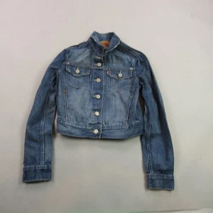 Levis Jacket Girls XS Long Sleeve Button Front Outdoors Blue Denim - Picture 1 of 9