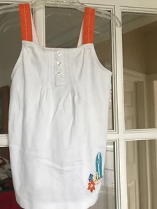 Girls Gymboree Top, Size 7, White with Orange Trim & Surfboard Design  EXCELLENT - Picture 1 of 4
