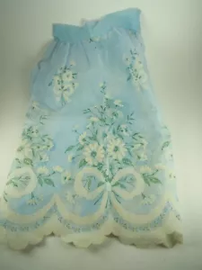 Vintage Apron Light Blue with White Velvet Flowers New w Tag MCM NOS - Picture 1 of 7