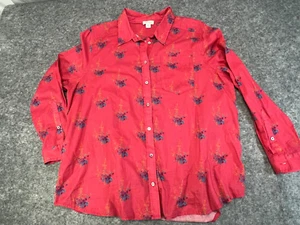 Sundance rosa Nelke Blumen Langarm Baumwolle Knopfleiste Shirt Top Größe XL - Bild 1 von 6