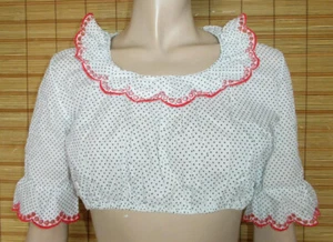 W. DIRNDLBLUSE - TRACHTENBLUSE - SCHWARZE PUNKTE - COTTON/POL. - VINTAGE - GR. S - Bild 1 von 1
