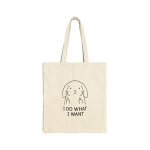 Attitude Sassy Bunny Tote Bag, Funny Bunny Lover Gift, Cute Animal Canvas Bag - Picture 1 of 5