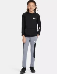NIKE Kids' BIG BOYS Grey Black Mesh Panel Sport Training Pants Tapered S Medium - Picture 1 of 4