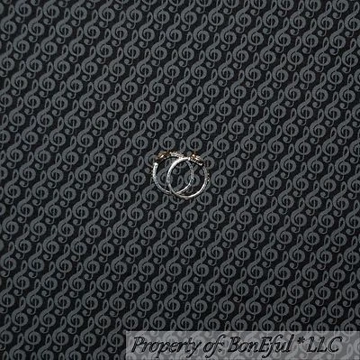 BonEful Fabric FQ Cotton Quilt Black Gray MUSIC Treble Clef Stripe Note Girl Boy - Image 1 of 4