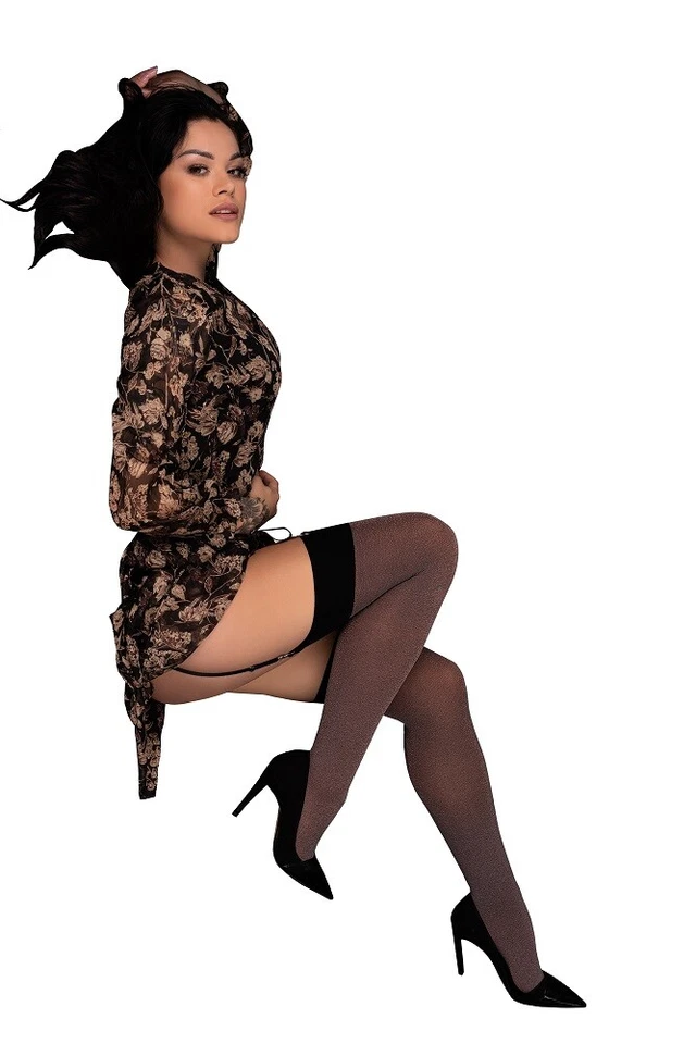 Nylonstrümpfe beige transparent elastisch Stretch durchsichtig S M L - Bild 1 von 2