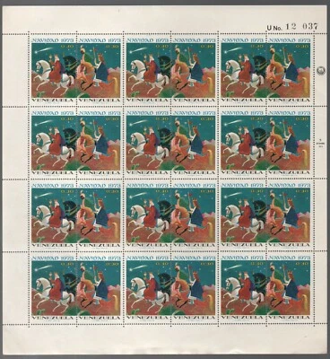 Venezuela: 1973; Scott 1055a, complete sheet of 12 pairs, christmas, MNH EBV1347 - Image 1 of 2
