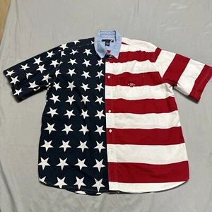 Ivy Crew Shirt Mens 2XL Red White Blue USA Flag July 4th Star Stripe Button Up - Picture 1 of 10