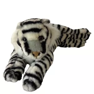 White Tiger Plush 15" Lying Down Soft Stuffed Animal A&A Global - Picture 1 of 8