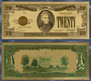 BILLETE DE EE. UU. P-401 $20 CERTIFICADO ORO VEINTE DÓLARES ESTADOUNIDENSES 1928 LÁMINA DE ORO NUEVO COMO NUEVO - Imagen 1 de 1