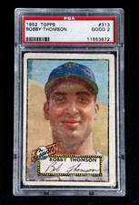 ORIGINAL BOBBY THOMSON 1952 TOPPS BASEBALL CARD #313 PSA 2 GOOD HIGH # NY GIANTS