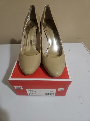 Scarpe da pompa COACH Nala Cappuccino in pelle verniciata donna tacchi a stiletto taglia 8M 8