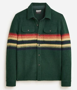 NWT J Crew Nordic Wool Southwestern Aztec Blanket Shirt Jacket in Green - Picture 1 of 5