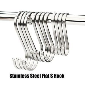 Flat S Hook Quality Stainless Steel Kitchen Meat Pan Utensil Clothes Hanger Hook - Picture 1 of 16