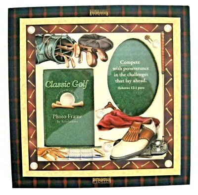 Marco de fotos de golf clásico 2 aberturas fotografía ovalada y retangular 2" x 3" nuevo Foto 1 de 2