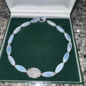Rose Quartz And Opalite Necklace Marked GA - Picture 1 of 5