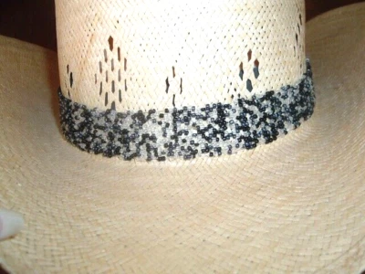 Banda elástica para sombrero vaquero de 1,5" con cuentas blancas y hematita para hombre Foto 1 de 3