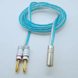 3.5mm 1/8" TRS Female to 4mm Bananas Plug Audio Speaker amplifier cable 1~16FT - Picture 1 of 2
