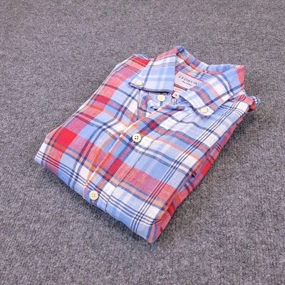 Camisa de lino Ledbury para hombre mediana a cuadros calce clásico con botones manga larga Foto 1 de 4