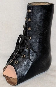 Vintage LEDER Schnürstiefelette links Knöchel/Fußbandage ORTHOPÄDISCH Polio STEAMPUNK - Bild 1 von 7