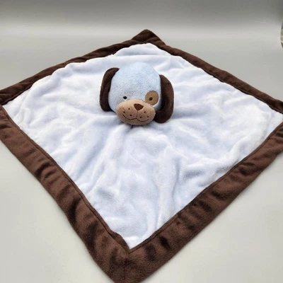 Tiddliwinks Blue Puppy Dog Security Blanket Lovey Brown Eye Patch Plush Baby Toy - Image 1 of 4